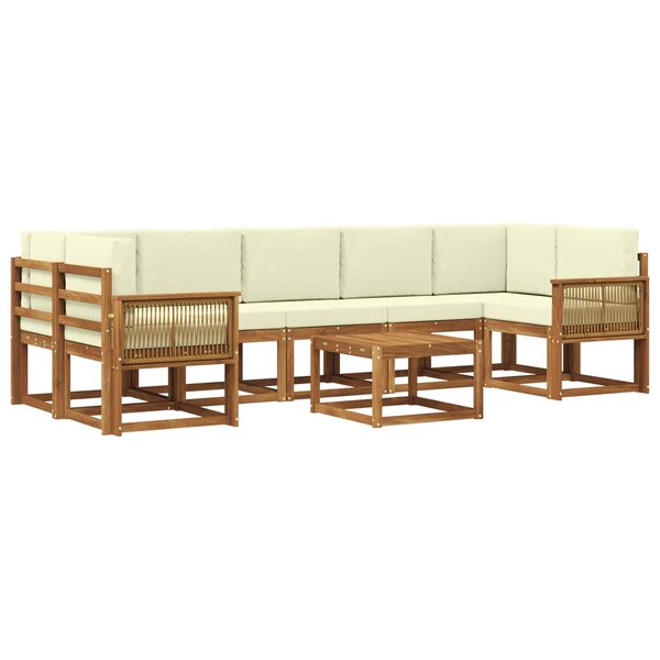 vidaXL Ensemble de canapés d'extérieur 8 Pièces Naturel et Crème