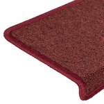 vidaXL Tapis d'escalier 30 pièces 65 x 21 x 4 cm Bordeaux Bordure rectangulaire