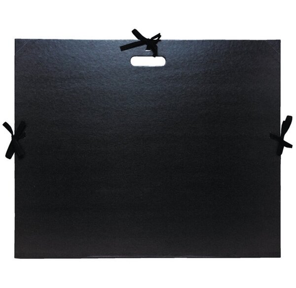Carton à dessin kraft noir vernis avec rubans et poignée 59x72 cm pour format raisin Noir EXACOMPTA