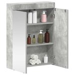 vidaXL Amoire de salle de bain avec miroir avec porte TULUM Gris béton