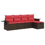 vidaXL Salon de jardin avec coussins 5 Pièces marron résine tressée