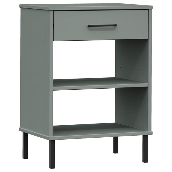 vidaXL Armoire console avec pieds en métal Gris Bois pin massif OSLO