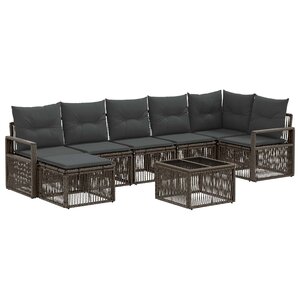 vidaXL Ensemble de canapé de jardin 8 pc Gris polyrotin