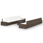vidaXL Salon de jardin 9 Pièces avec coussins Marron Résine tressée