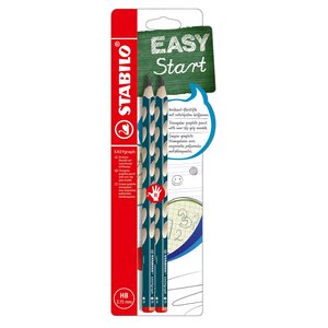 2 crayons graphite EASYgraph corps bleu ardoise HB gaucher x 5 STABILO