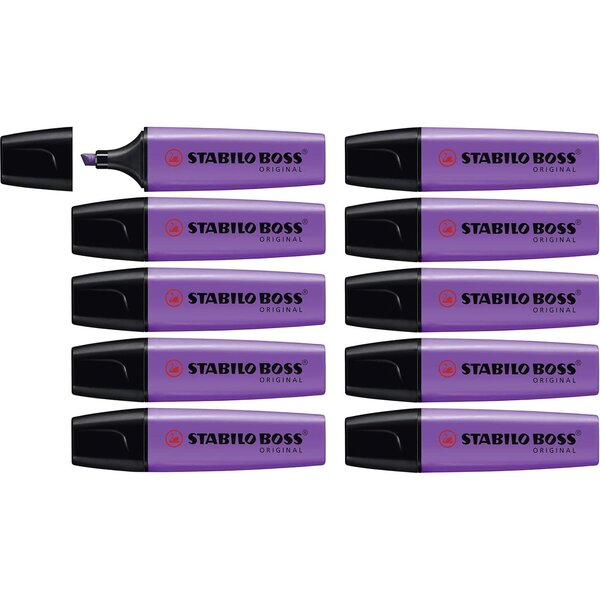 Surligneur BOSS ORIGINAL Rechargeable Pointe Biseautée 2-5 mm Lavande x 10 STABILO