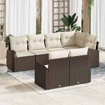 vidaXL Ensemble de canapé de jardin 7 Pièces Marron et blanc Poly rotin