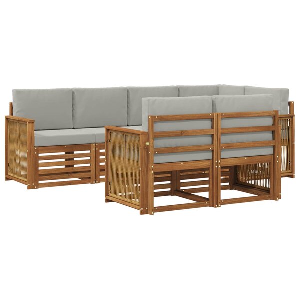 vidaXL Ensemble de canapé d'angle 6 Pièces Naturel et gris clair