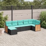 vidaXL Salon de jardin 7 Pièces avec coussins noir résine tressée