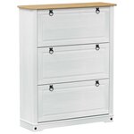 vidaXL Cabinet à chaussures Corona Blanc 99 x 32 x 122 cm Pin massif