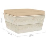 vidaXL Repose-pied palette de jardin avec coussin Épicéa imprégné