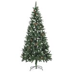 vidaXL Sapin de Noël artificiel pré-éclairé et pommes de pin 210 cm