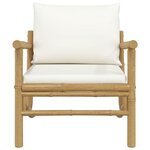 vidaXL Chaises de jardin lot de 2 avec coussins blanc crème bambou