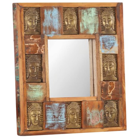 vidaXL Miroir avec revêtement Bouddha 50x50 cm Bois de récupération