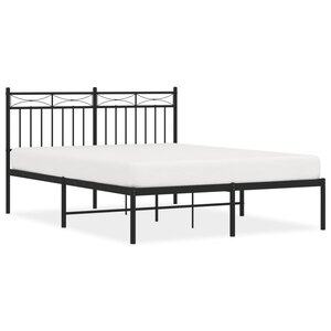 vidaXL Cadre de lit métal sans matelas avec tête de lit noir 140x190cm