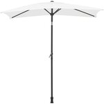 Parasol droit rectangulaire 1,4 x 2,10 m - inclinable & avec manivelle - Mat aluminium et toile polyester 160g - Blanc