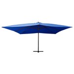 vidaXL Parasol en porte-à-faux avec mât en bois 400x300 cm Bleu azuré