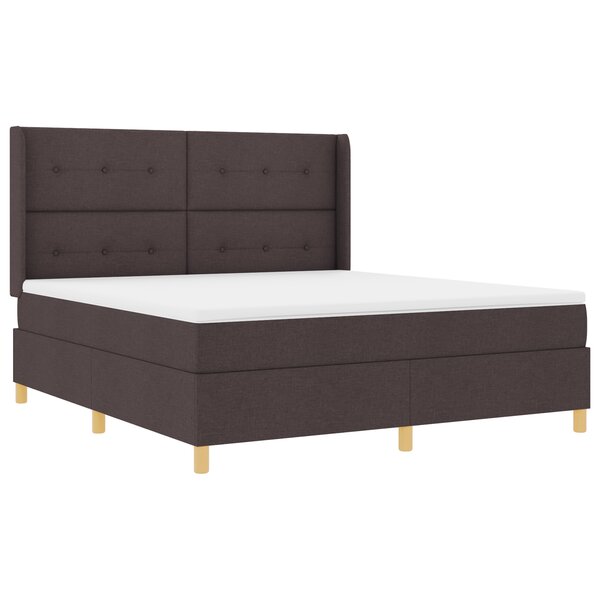 Lit à ressorts vidaXL avec matelas et LED Marron foncé 180x200 cm en tissu