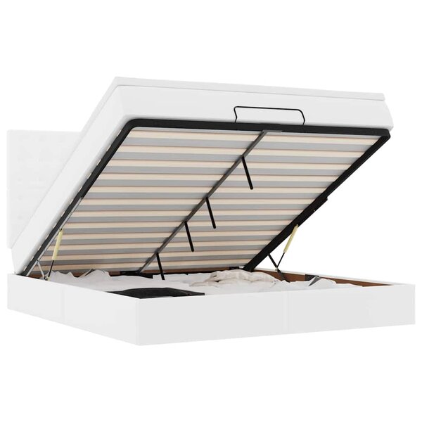 VidaXL Cadre de lit ottoman avec matelas blanc 160x200 cm similicuir