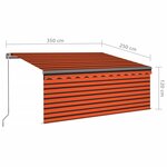 vidaXL Auvent rétractable manuel store LED 3 5x2 5 m Orange et marron