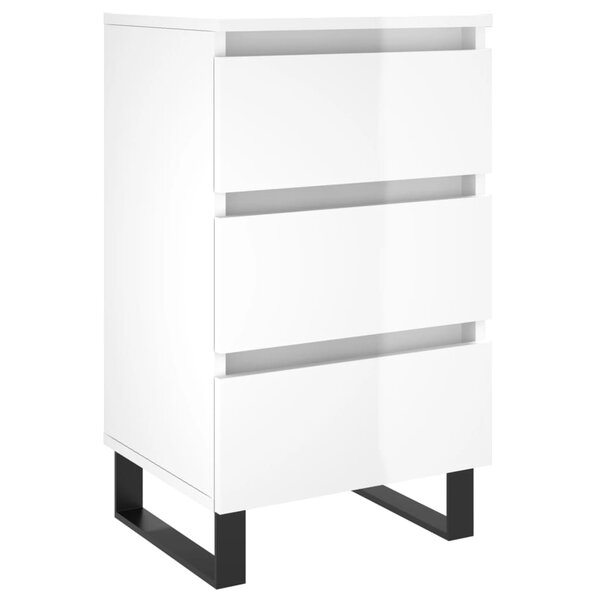 vidaXL Table de chevet blanc brillant 40x35x69 cm bois d’ingénierie