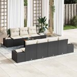 vidaXL Ensemble de canapé de jardin avec coussin 8 Pièces Noir Poly rotin