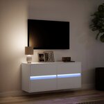 vidaXL Meuble TV mural avec lumières LED blanc 100x31x45 cm