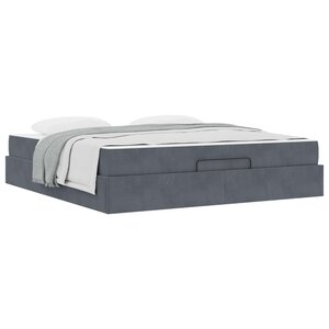 vidaXL Cadre de lit avec matelas avec matelas 2 Pièces Gris Foncé Velours