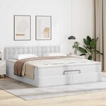 vidaXL Cadre de lit ottoman et matelas blanc pur 200x200cm similicuir