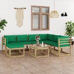 vidaXL Salon de jardin 8 Pièces avec coussins bois de pin imprégné