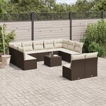 vidaXL Salon de jardin avec coussins 12 Pièces marron résine tressée