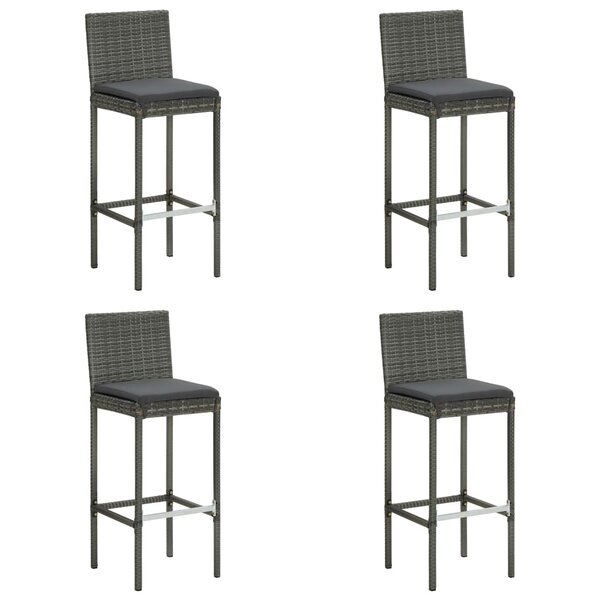 vidaXL Tabourets de bar de jardin et coussins lot de 4 résine tressée