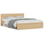 vidaXL Cadre de lit avec LED sans matelas chêne sonoma 150x200 cm