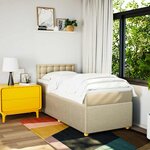 vidaXL Sommier à lattes de lit avec matelas Crème 90x200 cm Tissu