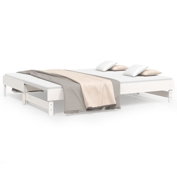 vidaXL Lit coulissant sans matelas blanc 2x(80x200)cm