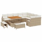 vidaXL Ensemble de canapé de jardin 12 Pièces Beige polyrotin