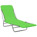 vidaXL Chaises longues pliables 2 Pièces Acier et tissu Vert