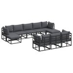 vidaXL Ensemble de canapé de jardin avec coussin 10 Pièces Noir Aluminium