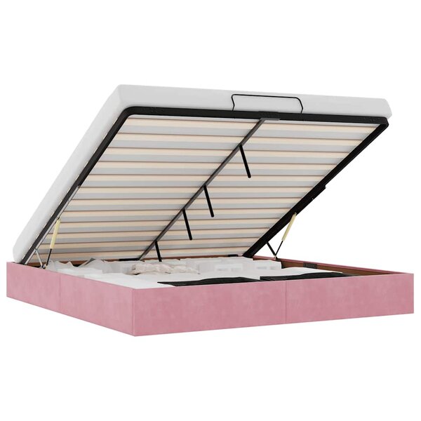 VidaXL Cadre de lit ottoman sans matelas rose 160x200 cm velours