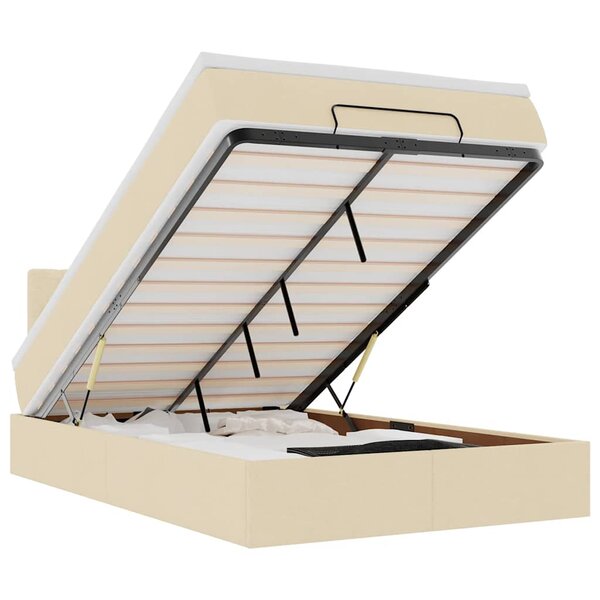 vidaXL Lit ottoman avec matelas et LED crème 120x190 cm tissu