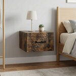vidaXL Cabinet de chevet mural 2 Pièces Chêne fumé 34 5 x 33 x 20 cm