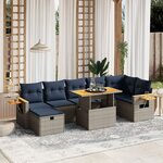 vidaXL Salon de jardin 8 Pièces avec coussins gris résine tressée