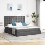 vidaXL Lit de Rangement Gris foncé 180 x 200 cm Cuir synthétique