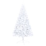 vidaXL Demi-arbre de Noël artificiel pré-éclairé et boules blanc 240cm