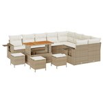 vidaXL Ensemble de Canapés de Jardin de 13 pièces avec des coussins beiges en rattan acacia