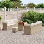 vidaXL Ensemble de canapé de jardin 10 Pièces Beige polyrotin