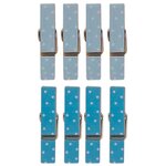 8 mini pinces à linge aimantées bleues 3 5 cm