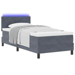 vidaXL Lit à ressort LED avec matelas Gris foncé 90 x 200 cm Velours
