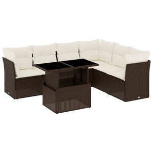 vidaXL Salon de jardin avec coussins 7 Pièces marron résine tressée