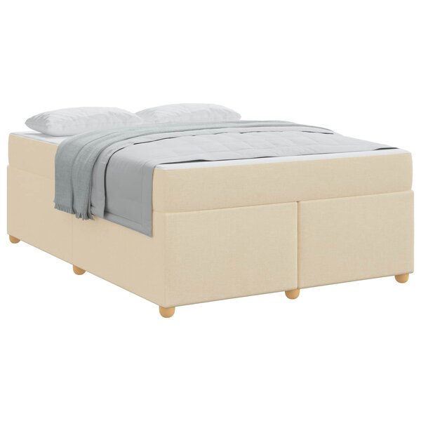 vidaXL Cadre de lit avec matelas Crème 160 x 200 cm tissu